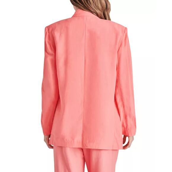 Steve Madden Baldwin Oversized Blazer Double Breasted Linen Blend‎ Salmon XL NWT - Picture 2 of 11